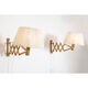 Pair of pine accordion sconces with cotton rope lampshade.