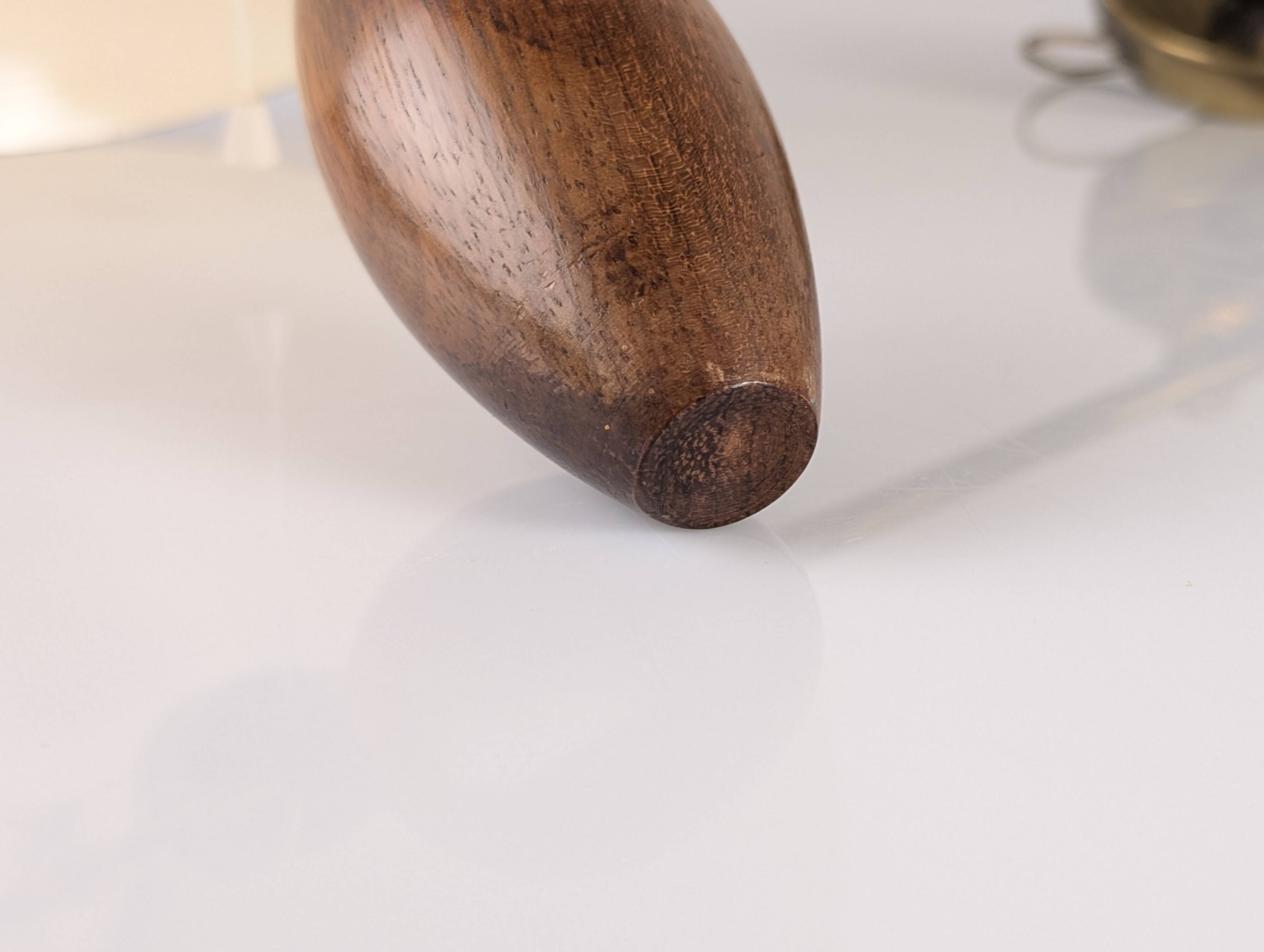 Mid-Century Wall Lamp in Brass and Wood with Black Shade, 1950s