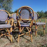 Lot of 5 bistro chairs type "Parisian" white and blue