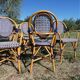 Lot de 5 fauteuils bistrot de terrasse type "parisienne" blanc et bleu
