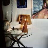 Lampe vintage en jonc tressé et bambou