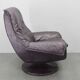 Italian dark purple leather swivel lounge chair, 1980s