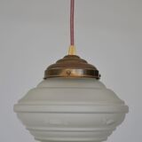 Engraved glass globe pendant lamp