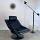 Ancien fauteuil cuir noir « move » design takashi okamura & erik marquardsen pour nelo années 1970 scandinave