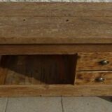 Large workbench with press, 2 drawers and storage tray - Totally sanded and varnished