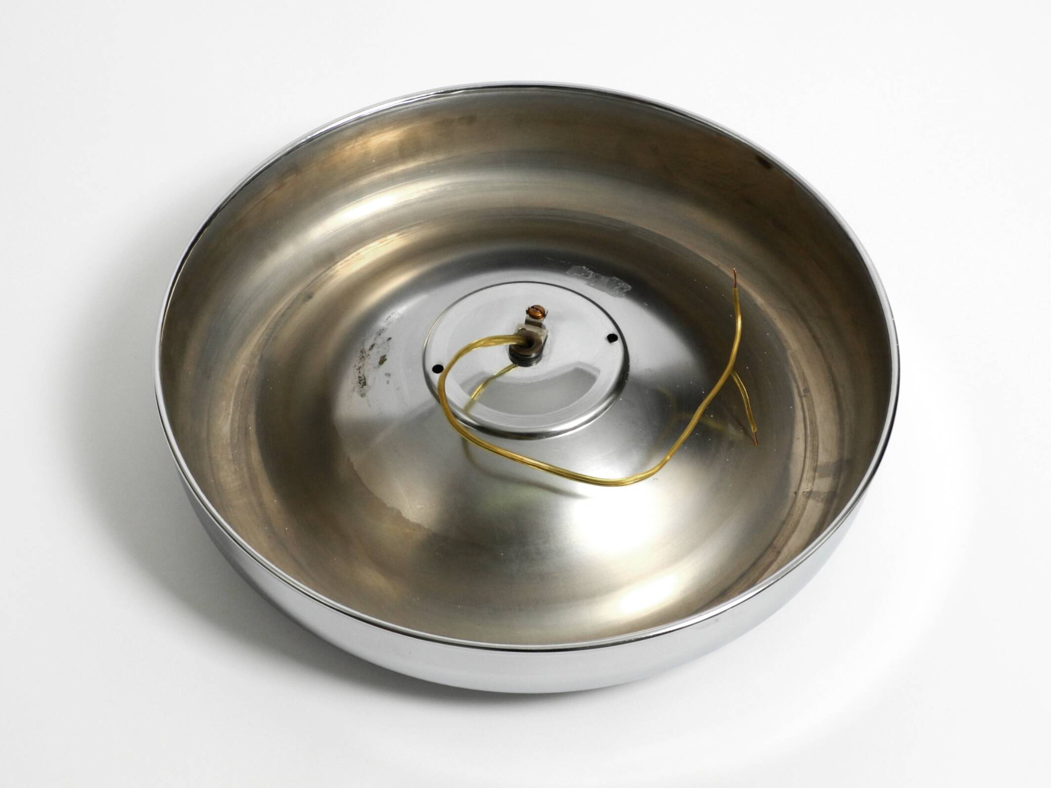 Round metal chrome ceiling or wall lamp from Italy | Space Age Design