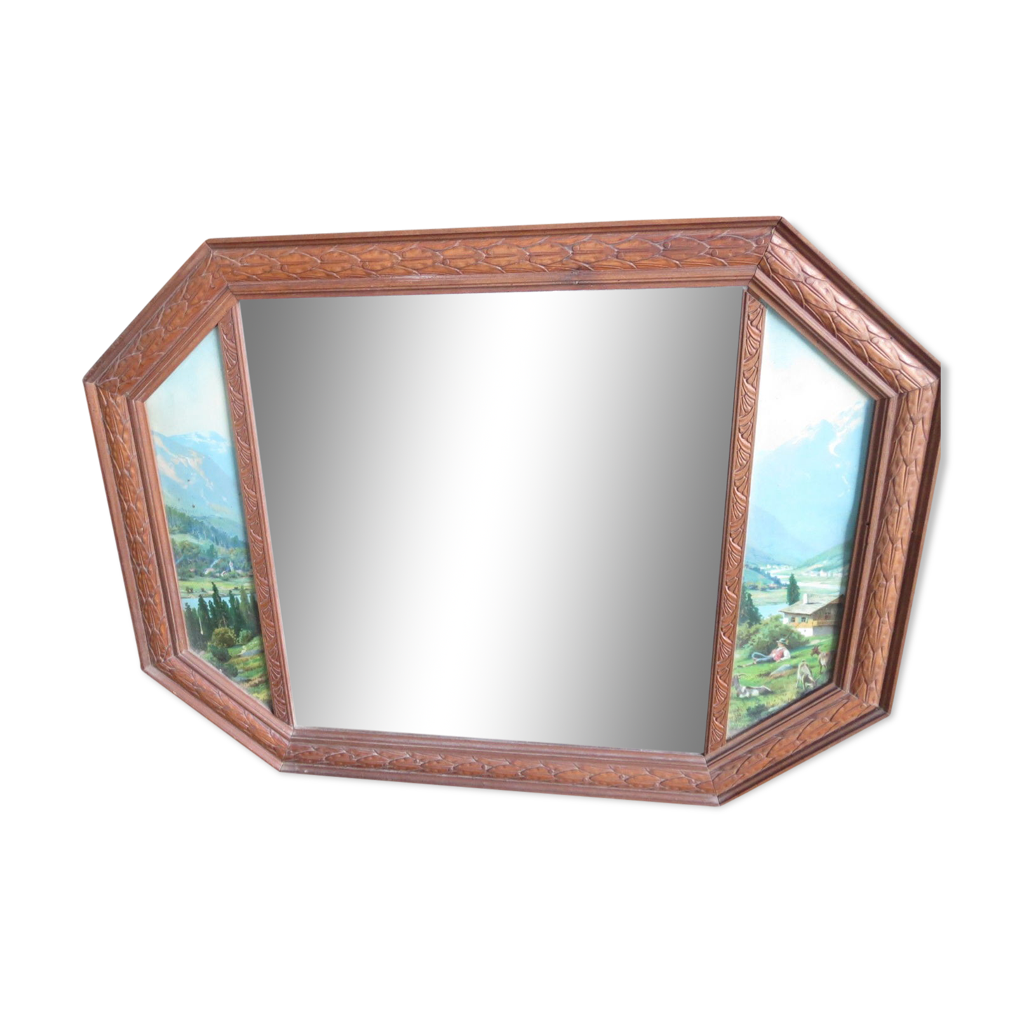 Mirror frame wood alpine alpine meadow forest 61x45cm