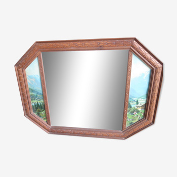 Mirror frame wood alpine alpine meadow forest 61x45cm