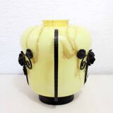 Vase en verre et fer forgé transition Art Deco