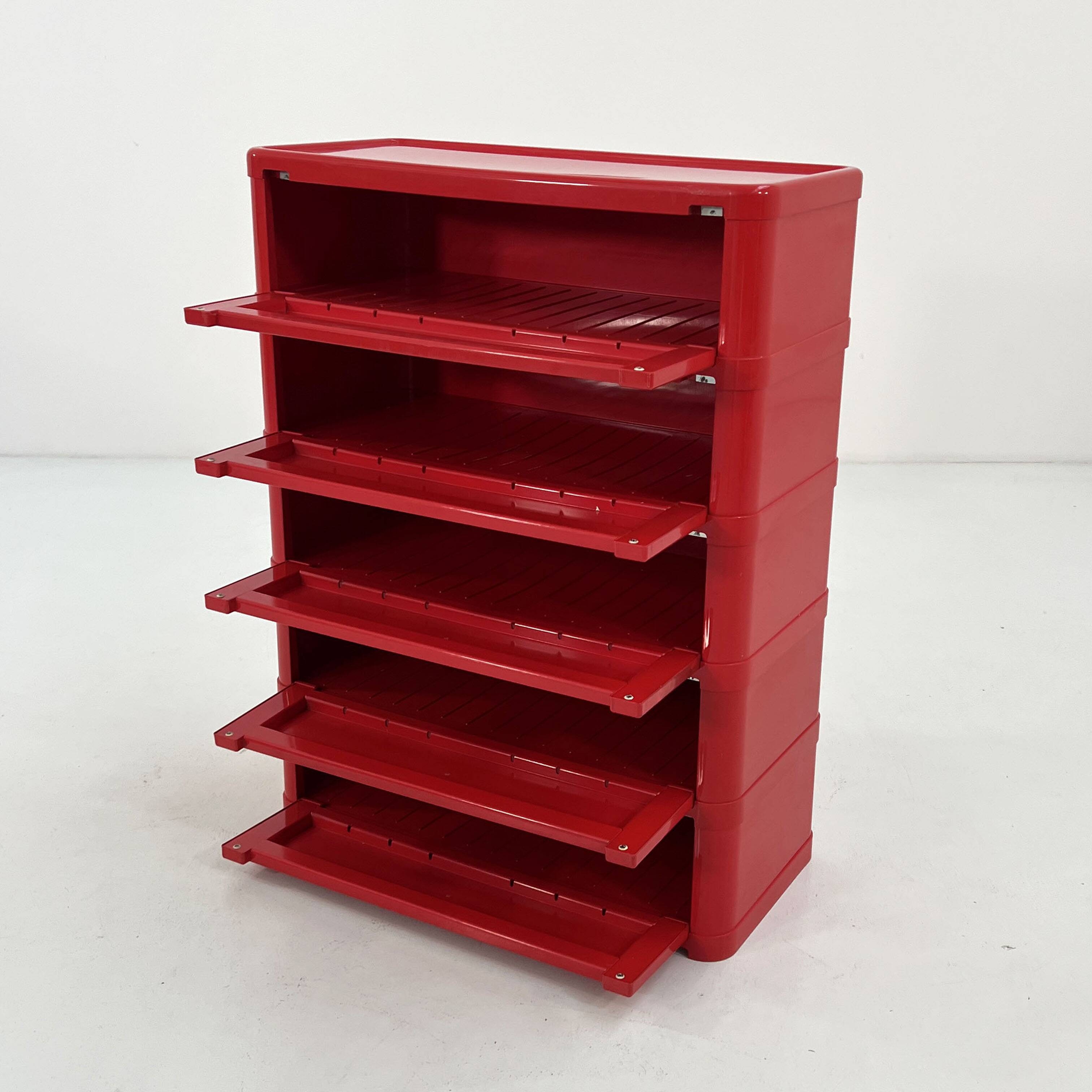 Red cabinet model "4964" by Olaf Von Bohr for Kartell, 1970