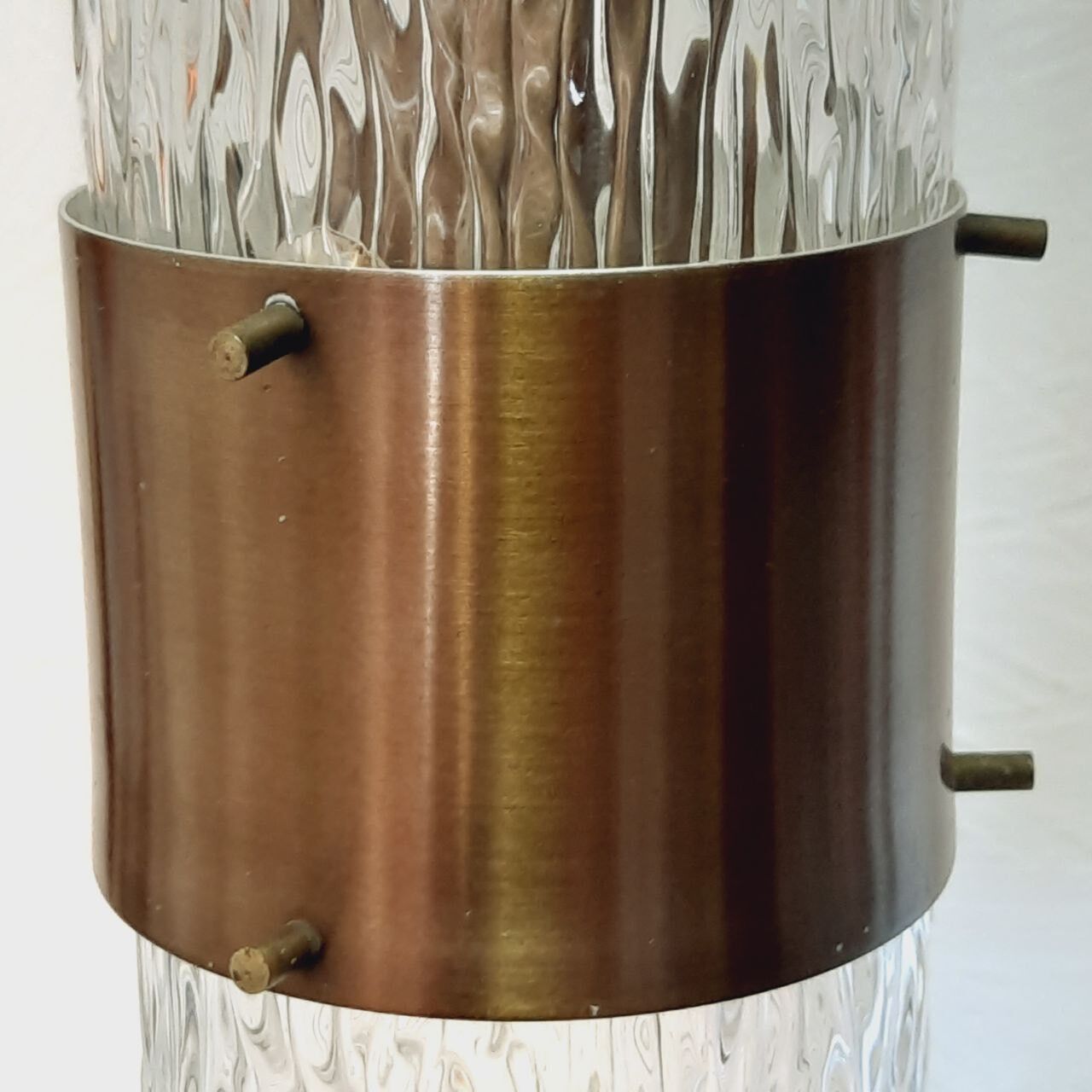 Three vintage suspension lamps, copper aluminum and glass