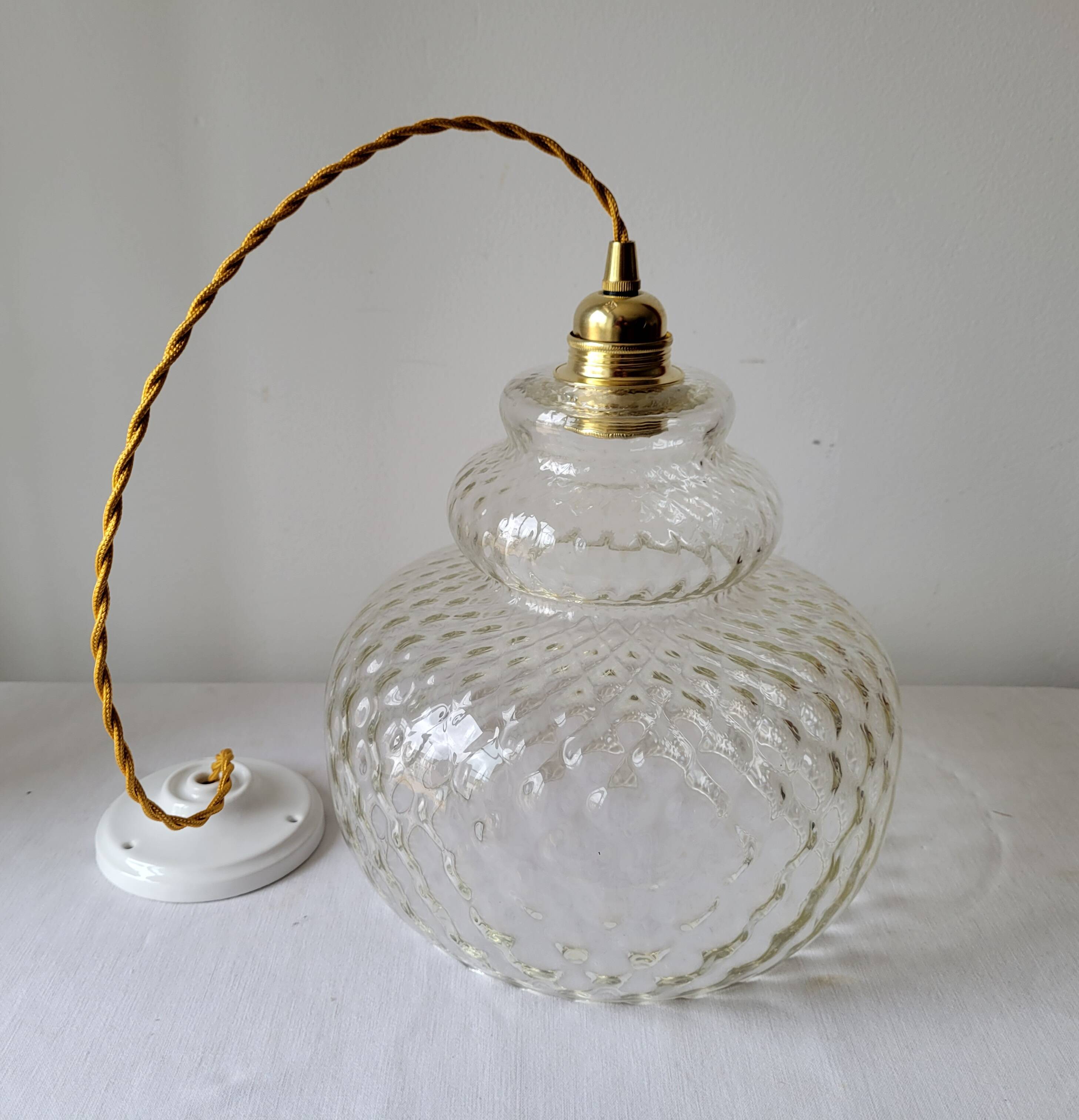 Suspension en verre strié 70s