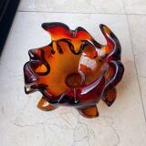 Centre de table en verre de Murano ambre ardent