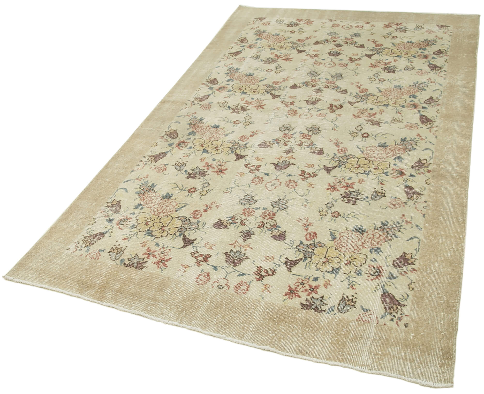 Handwoven anatolian beige rug 140 cm x 243 cm
