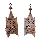 Pair of wrought iron lanterns
