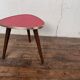 Triangular pedestal table small red table asymmetrical shape vintage tripod plant door