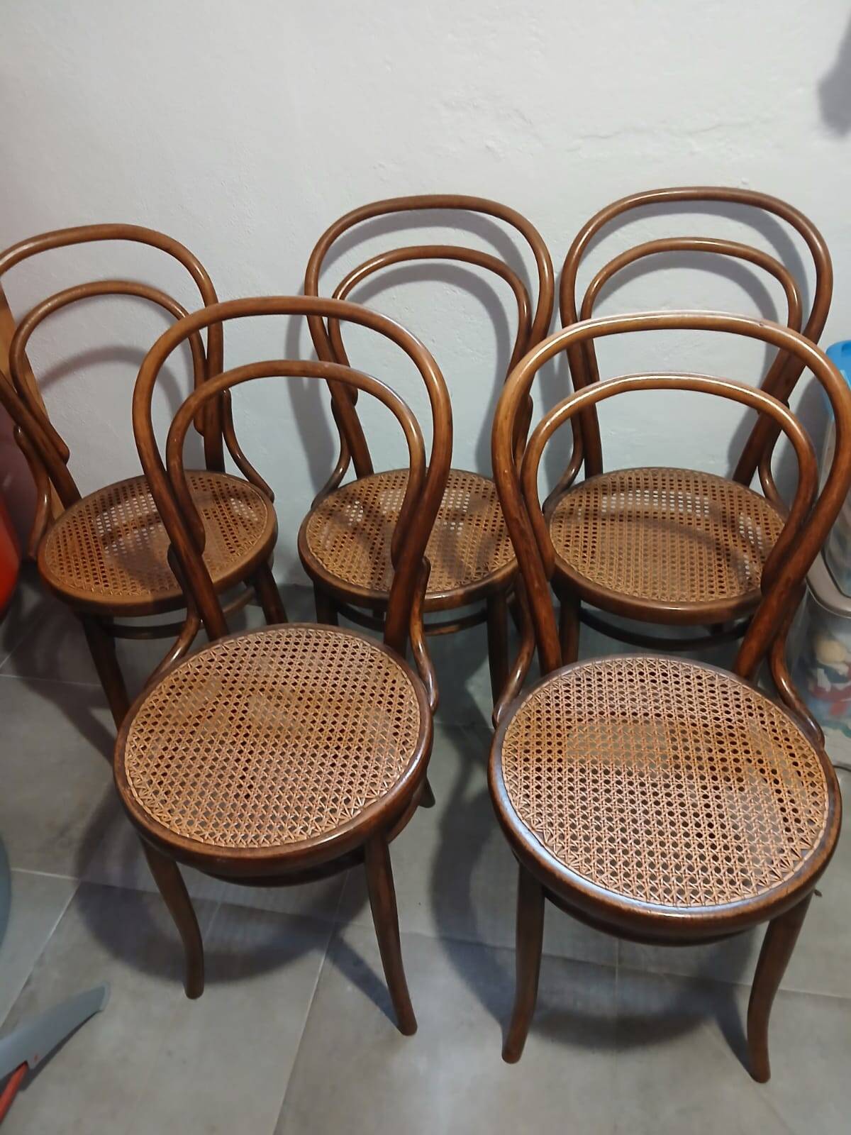 Set of 5 bentwood bistro chairs in THONET style no. 14