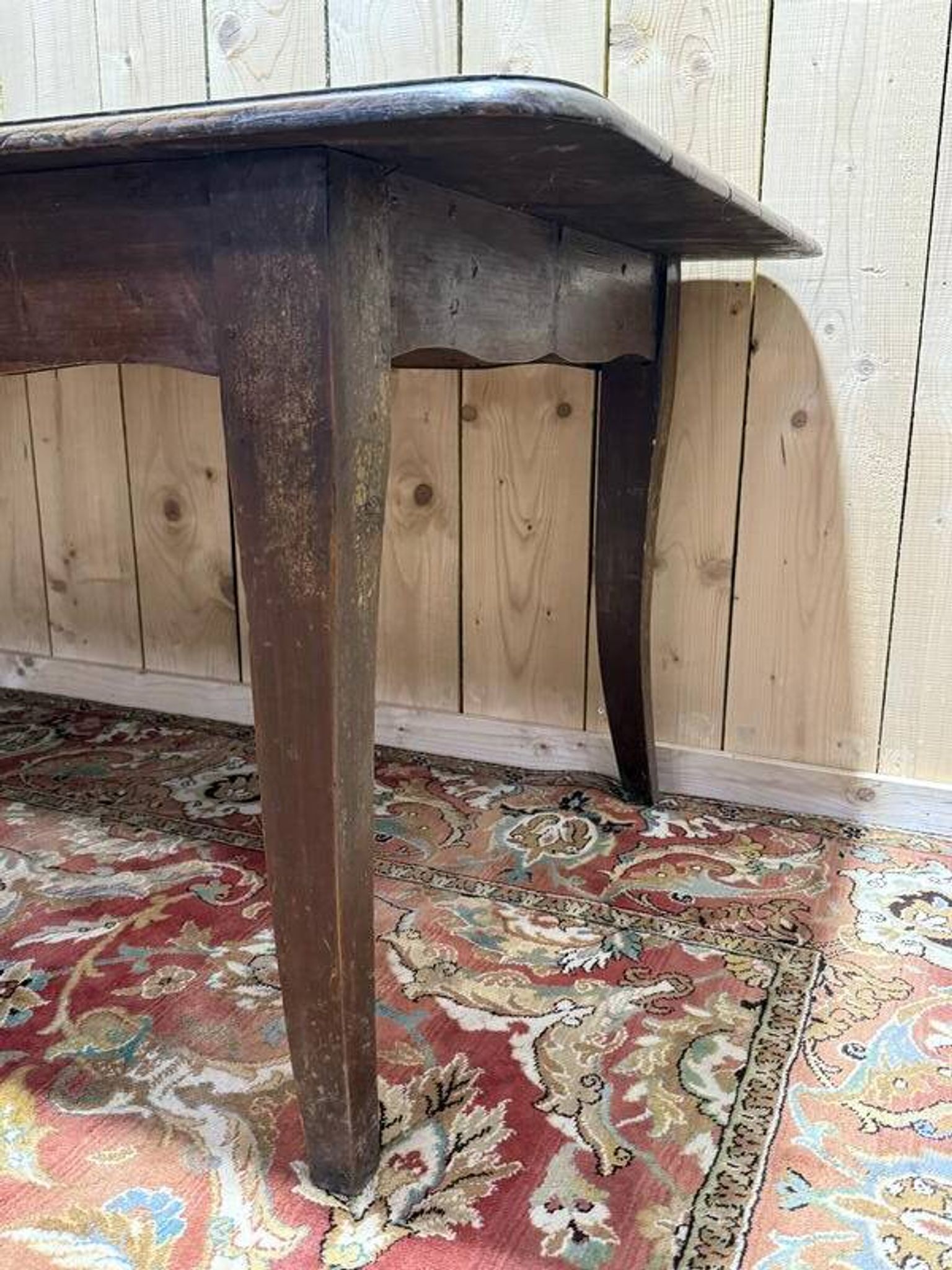 Table de ferme de style Louis XV en chêne massif 228 cm