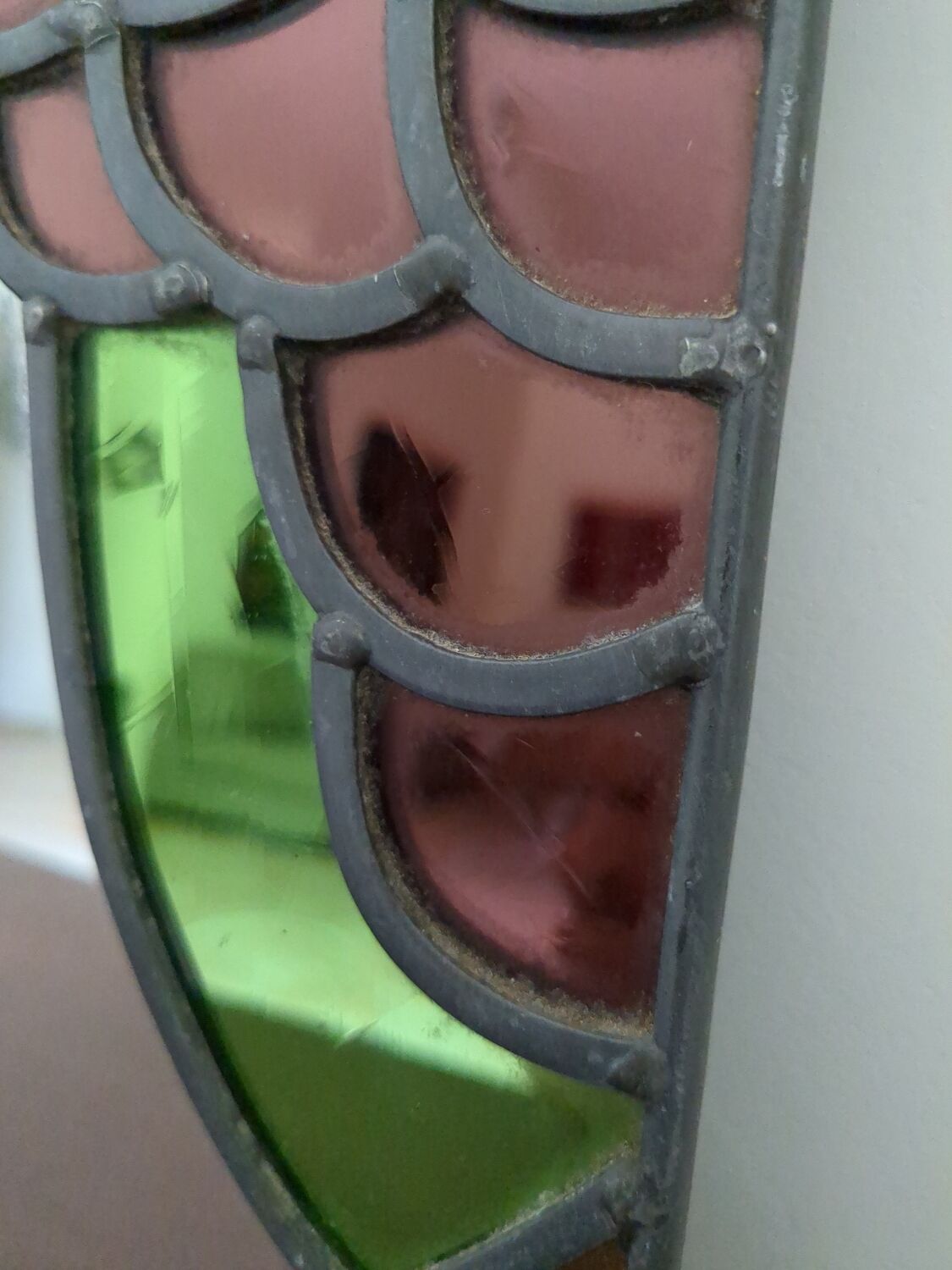 Ancien miroir vitrail antique french work
