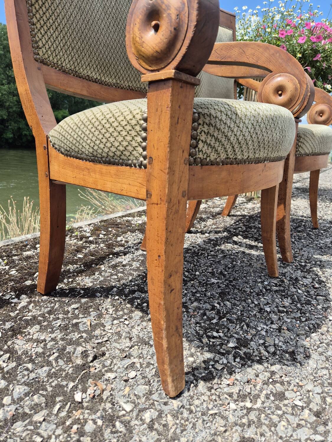 Pair of armchairs with Empire Restoration handles 1900s