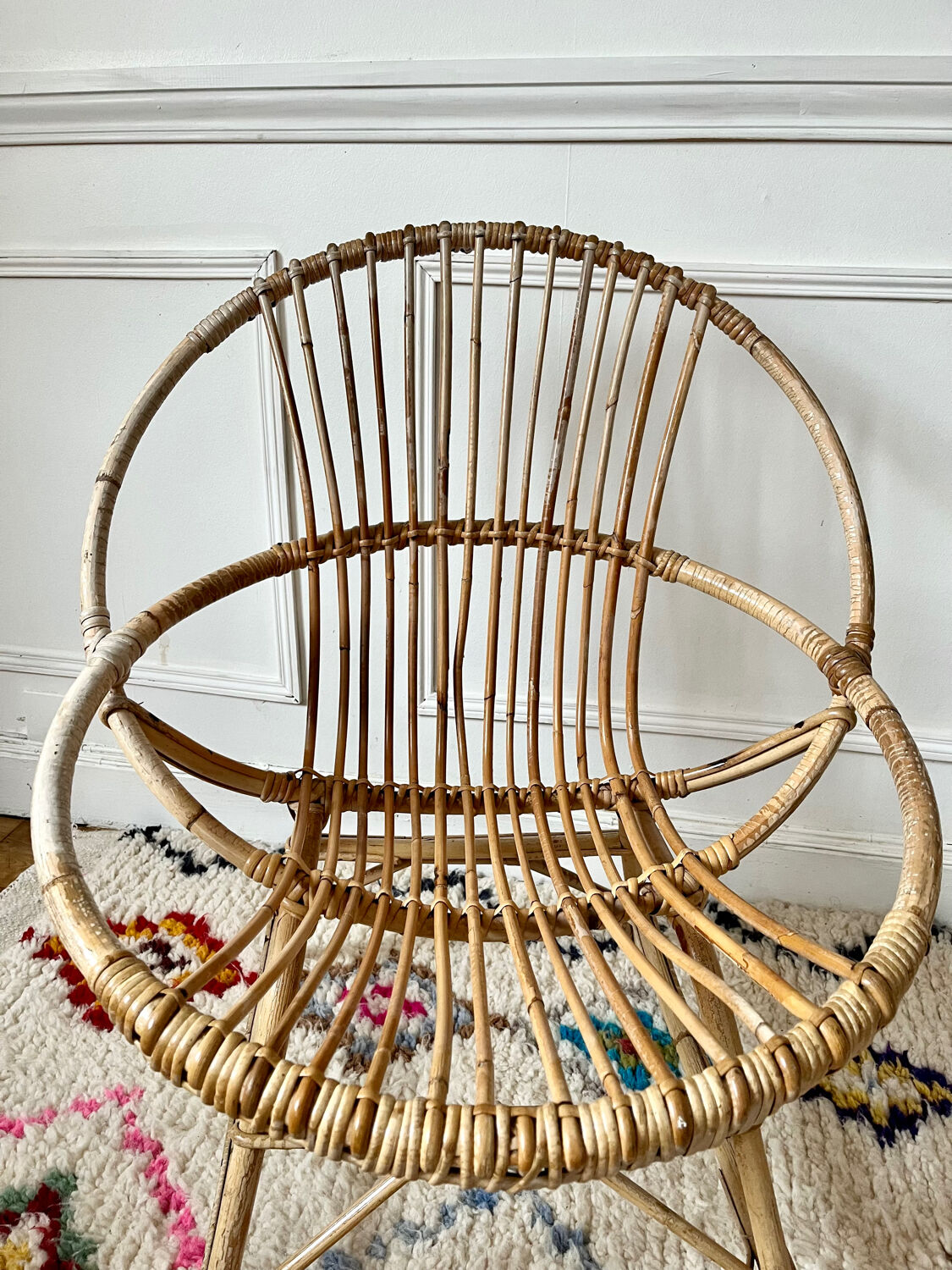 Pair of vintage rattan armchairs