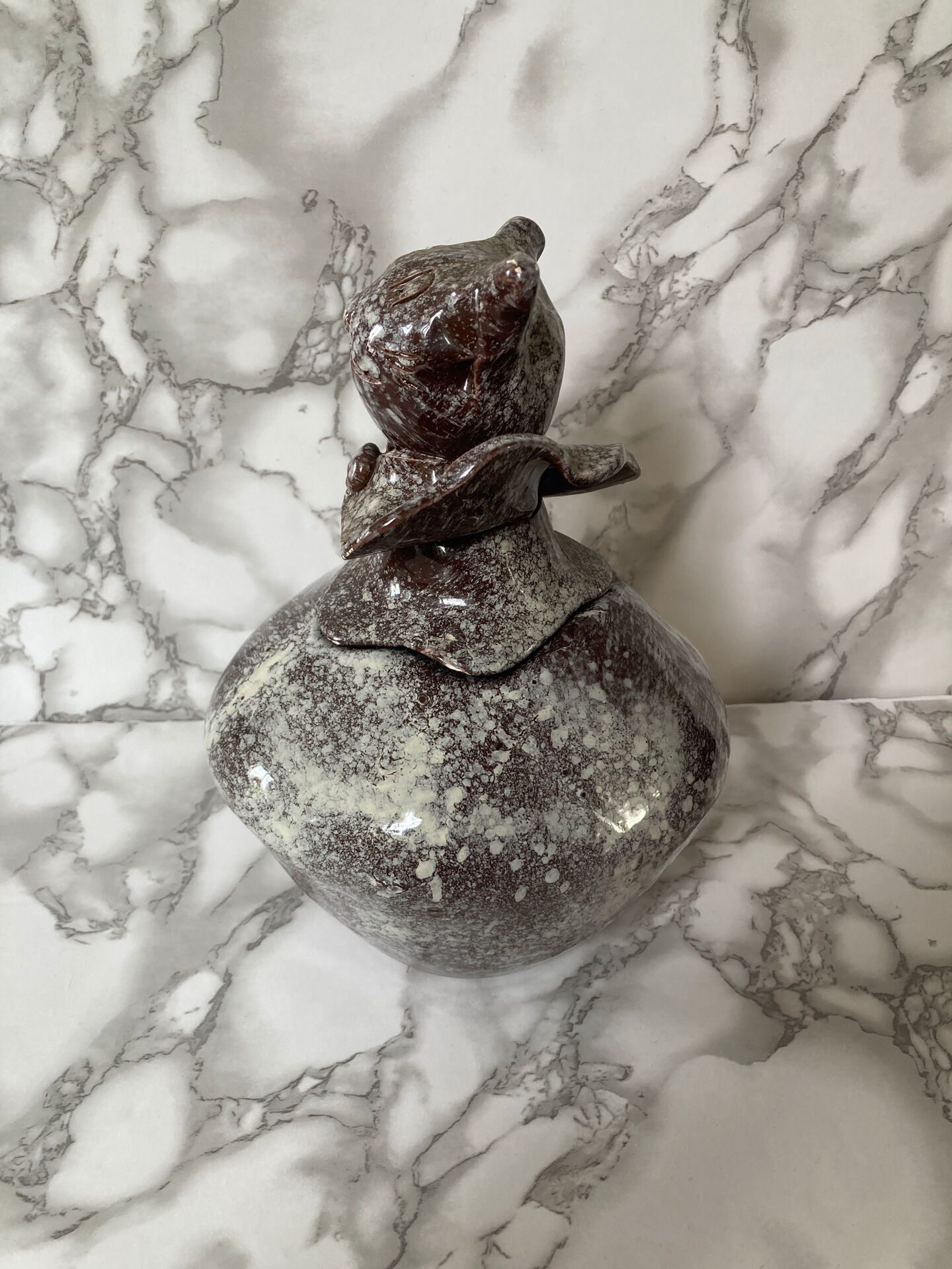 Anthropomorphic covered box in ceramic from Vallauris - Atelier Luc