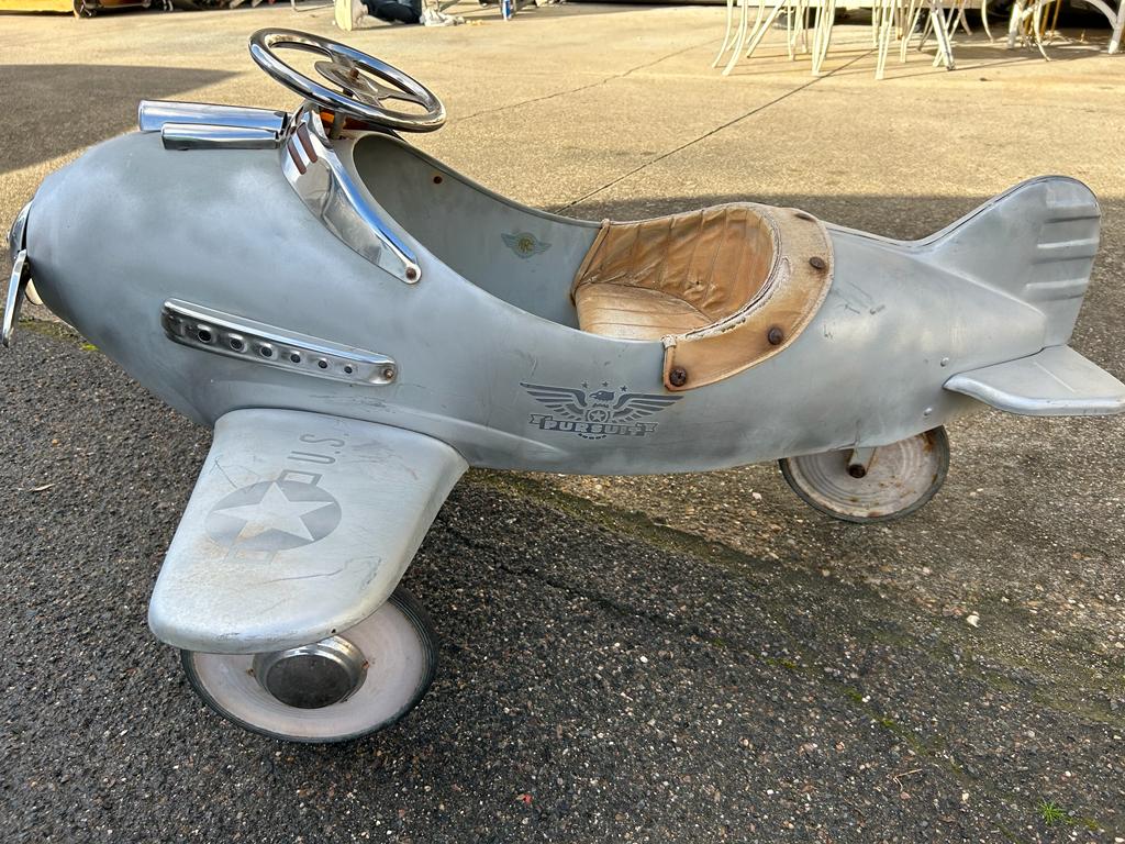 Pedal Car Vintage Airplane Ride On Toy Red Sky King Airplane Metal