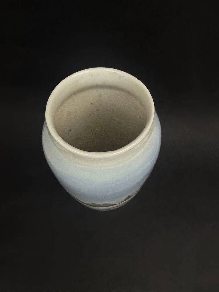 Copenhagen porcelain vase, hand-painted winter decoration, circa 1900-1920.