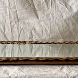Old rectangular beveled mirror in woven wicker - 60 cm