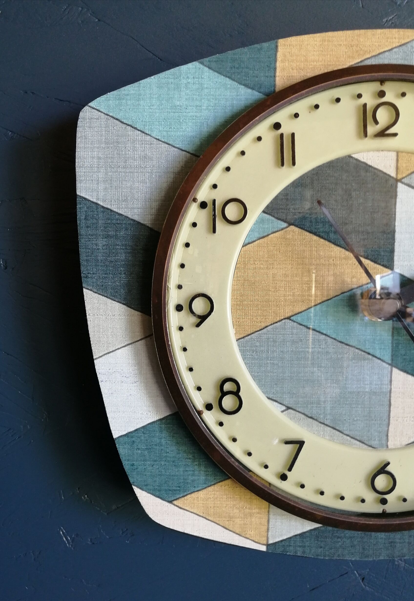 Clock formica vintage asymmetrical silent wall clock "Diamonds"