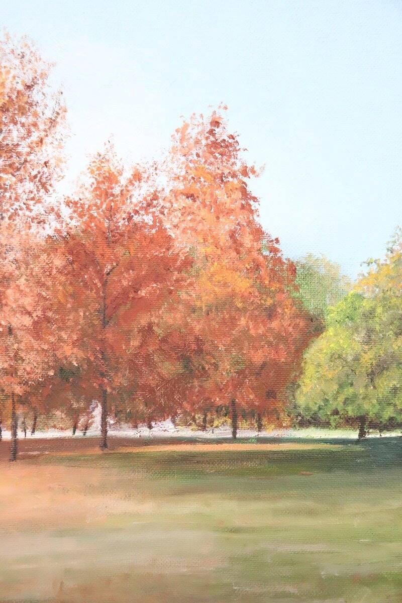 Autumn Landscape, Oil On Canvas Cardboard, Italy 20th Century