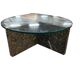 Vintage teardrop-shaped glass coffee table with stone base