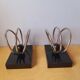 Marble and chrome metal bookends Art Deco