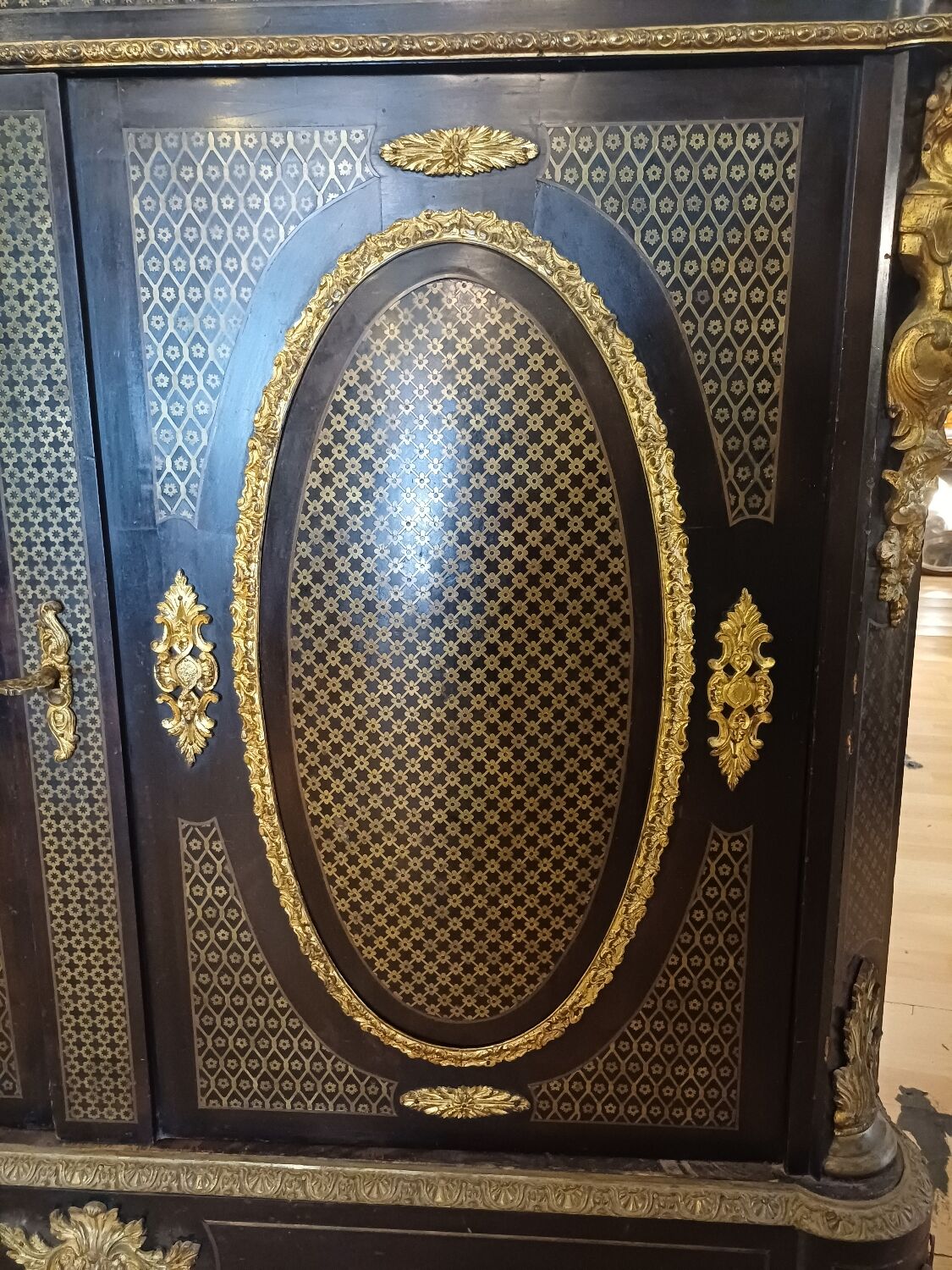 Sideboard, copper marquetry, Napoleon III period. 19th century