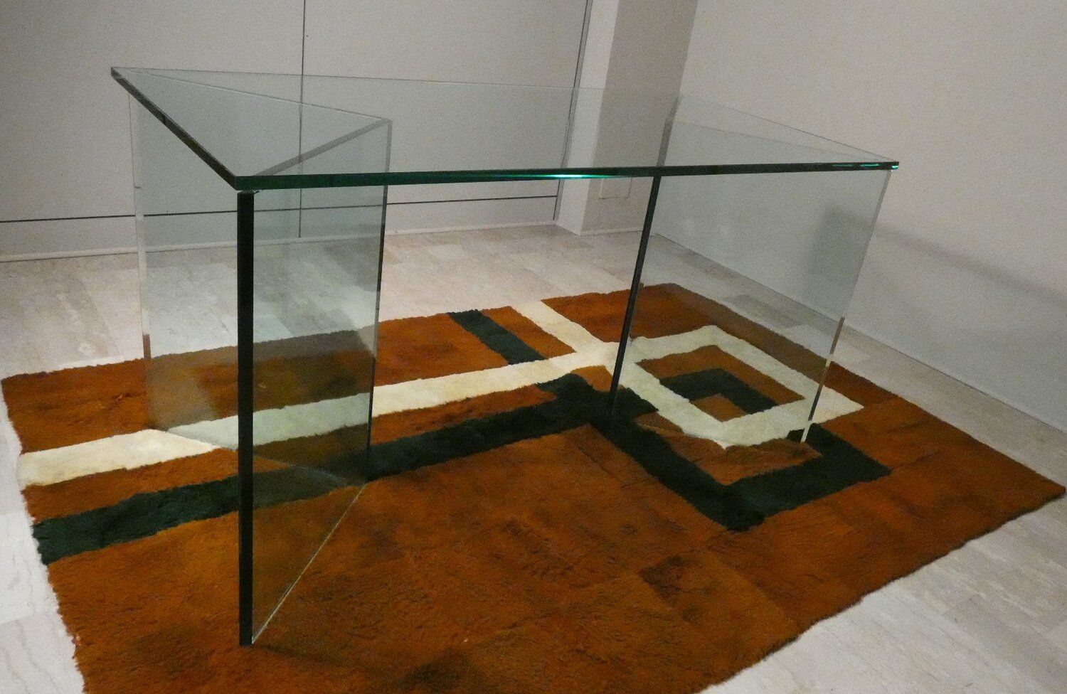 Bacco desk in transparent glass attributed to Tonelli, Italy, 1980s.