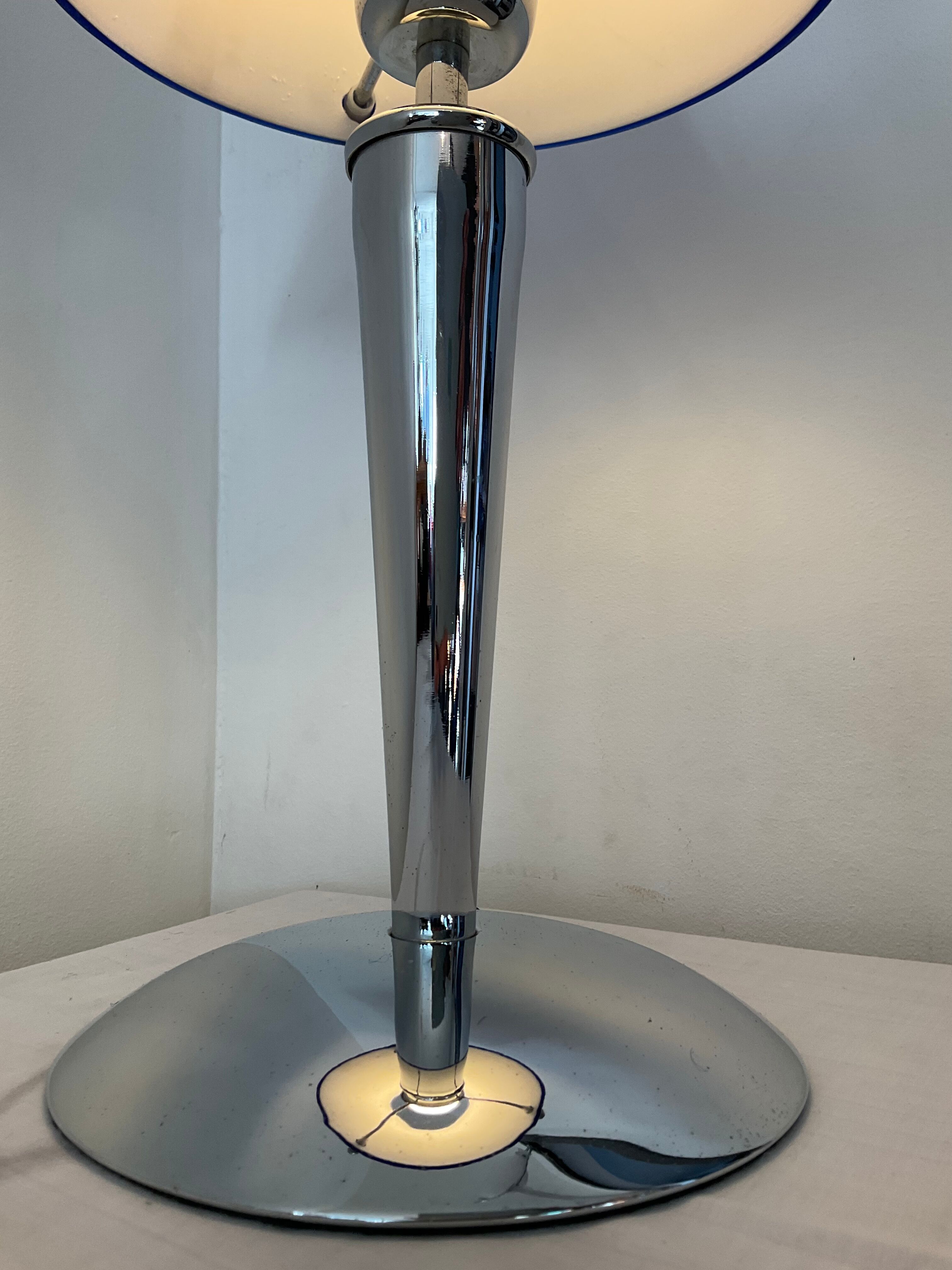 Design lamp in chromed metal and glass paste