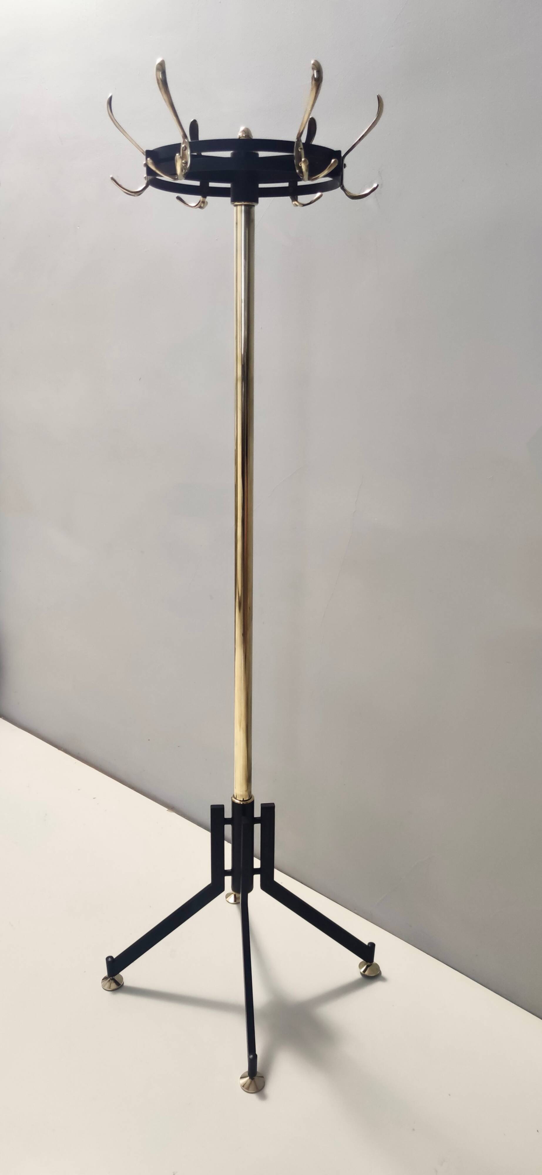 Revolving Brass and Varnished Iron Coat Rack, Italy