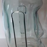 Vase moaï en verre transparent bleuté