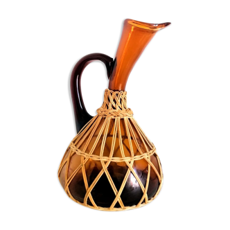Glass and wicker decanter 1970
