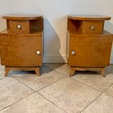 Pair of art deco bedsides in lemon tree magnifying glass