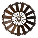 Geometric olive wood basket, France 1970