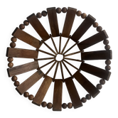 Geometric olive wood basket, France 1970