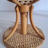Pair of cane and bamboo lamps