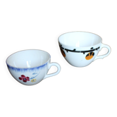 Tasses Marylou Digoin Sarreguemines Barcarolle Badonviller orange noir art