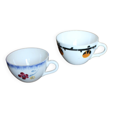 Cups Marylou Digoin Sarreguemines Barcarolle Badonviller orange black art