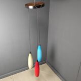 Vintage 3 glass pendant lights by Vistosi, 1970s