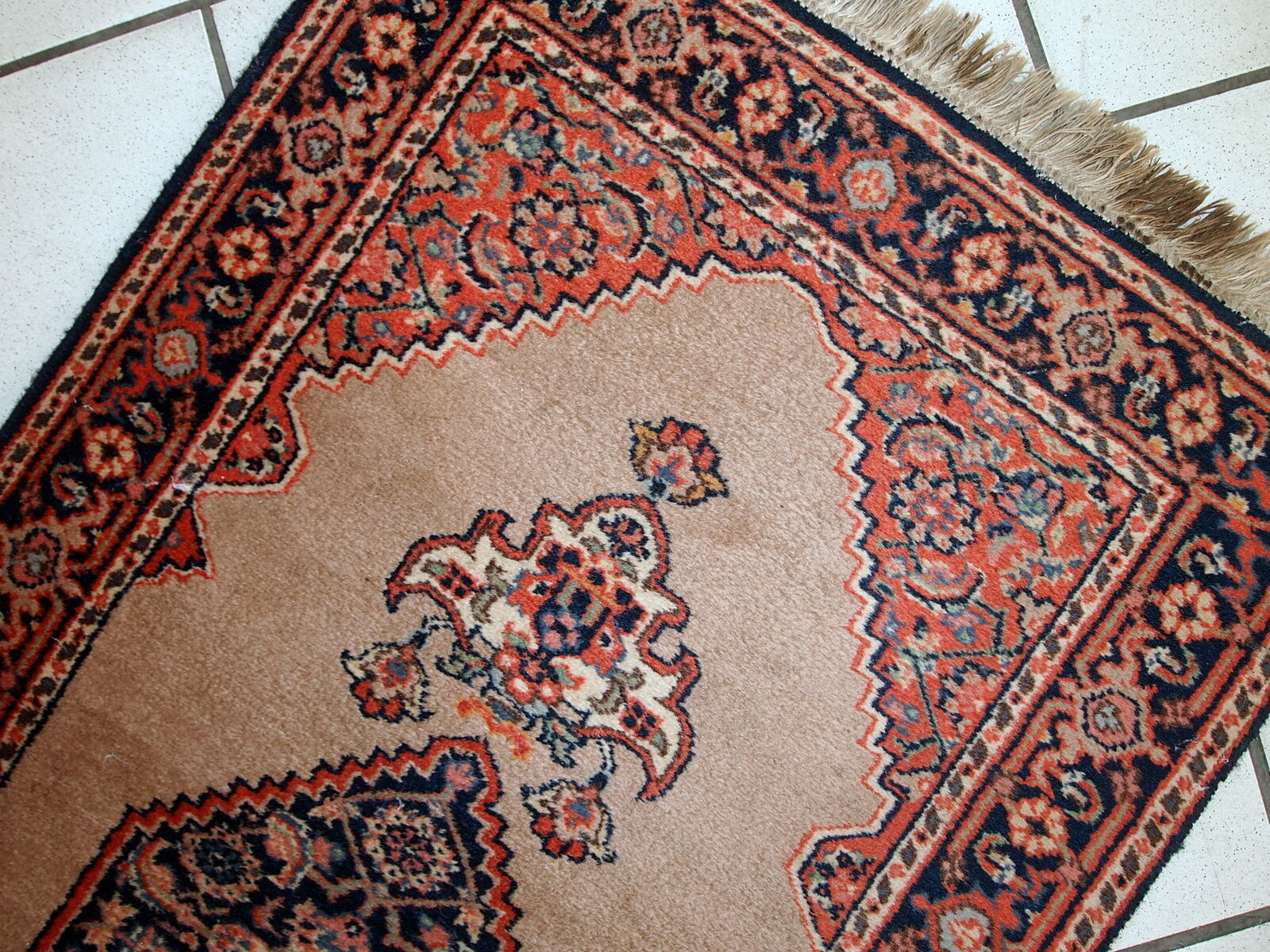 Vintage Indian Carpet Tabriiz handmade 60cm x 118cm 1960s