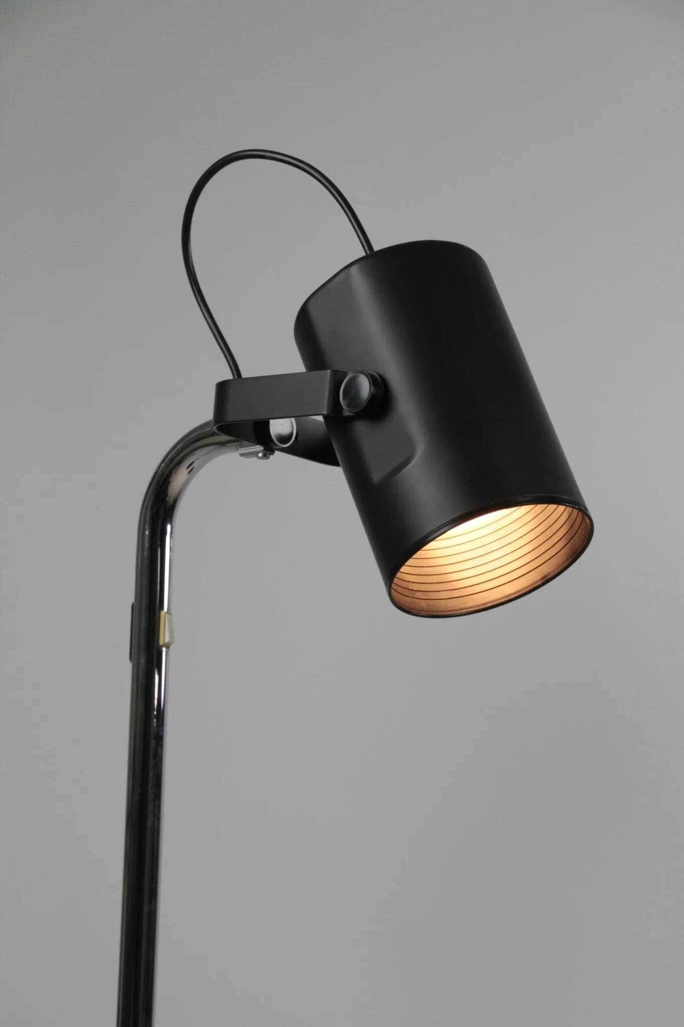 Pair of Black and Chrome “Orion” Floor Lamps by Per Sundstedt for Ateljé Lyktan, Sweden, 1960s