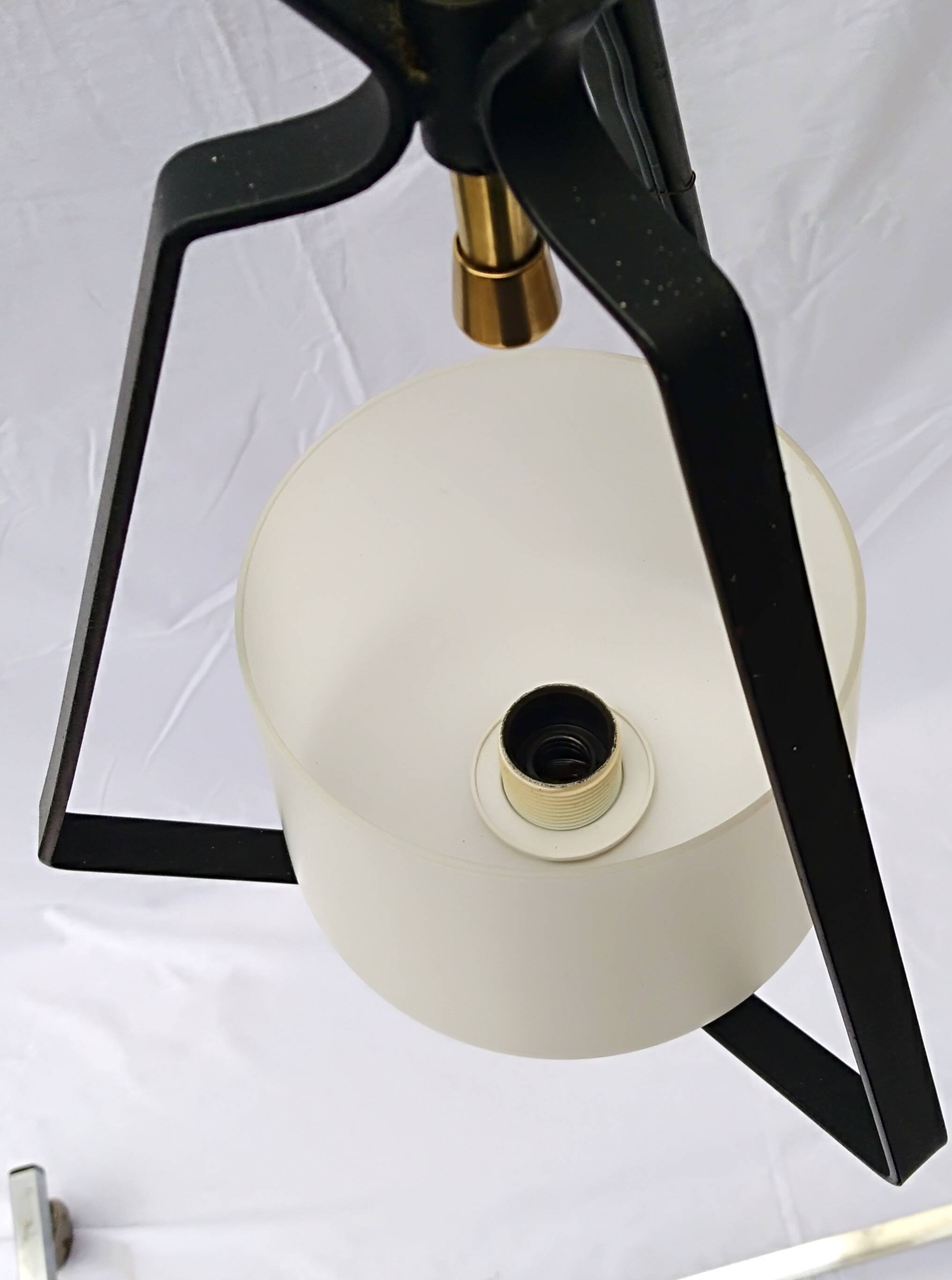 Small 60s metal and opaline light fixture
