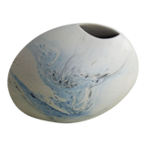 Vase ovale blanc et bleu